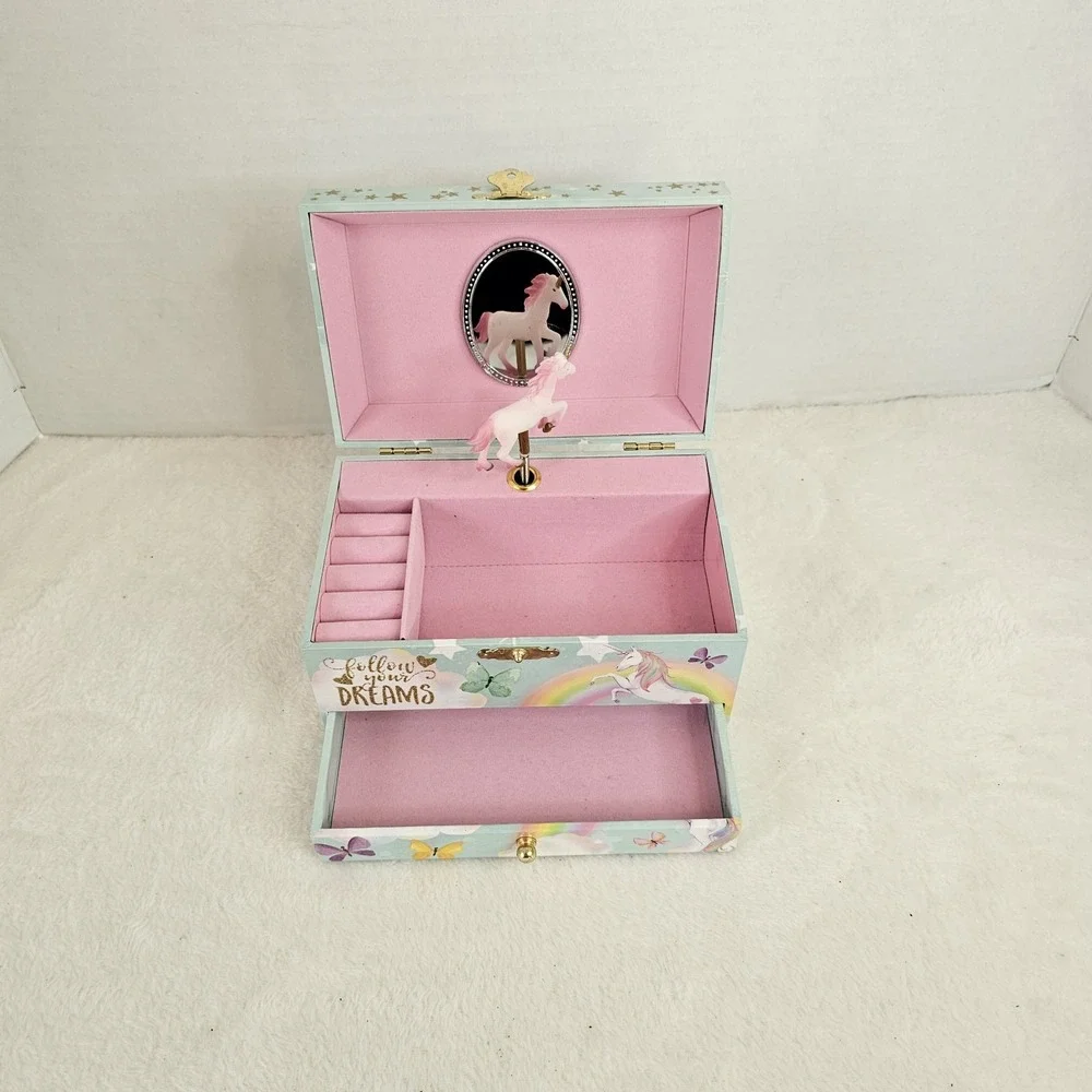 Rainbow Unicorn Music Jewelry Box Plays 